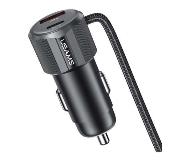 USAMS Ładowarka samochodowa 66W 1xUSB-A 1xUSB-C + kabel 2w1 - 1490525 - zdjęcie 3